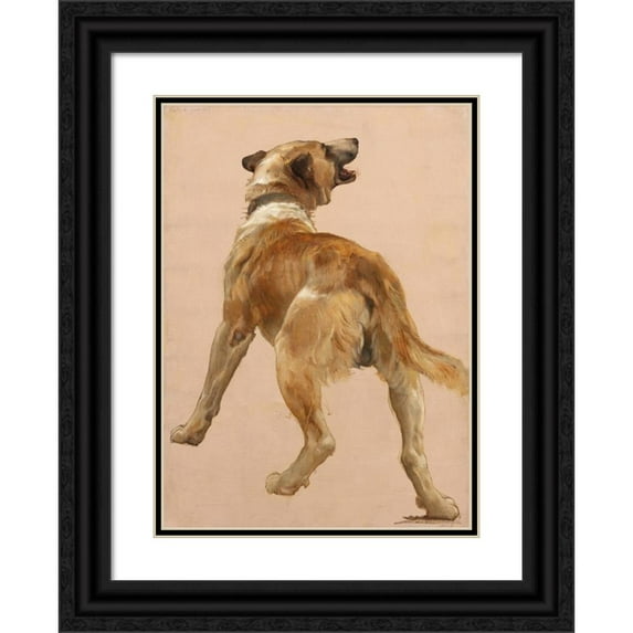 William Bouguereau 14x18 Black Ornate Wood Framed Double Matted Museum Art Print Titled - Study of the Dog of Homѐre Et Son Guide
