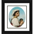 thumbnail image 1 of William Bouguereau 15x17 Black Ornate Wood Framed Double Matted Museum Art Print Titled - The Bouquet of Violets (1870), 1 of 5