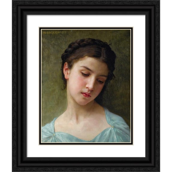 William Bouguereau 15x18 Black Ornate Wood Framed Double Matted Museum Art Print Titled - Young Girl Portrait (1898)