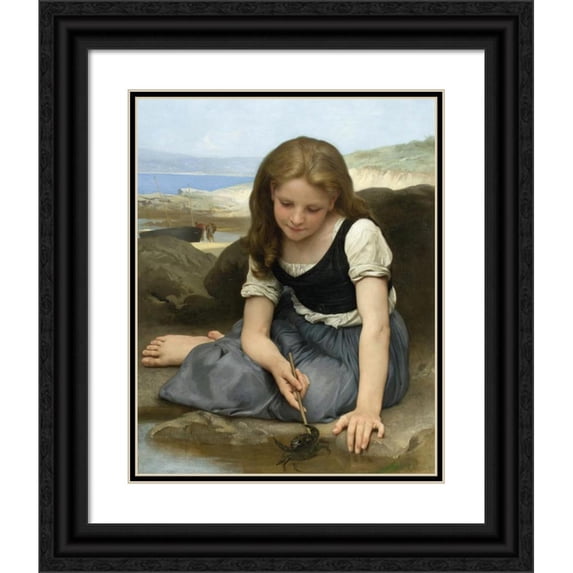 William Bouguereau 20x24 Black Ornate Framed Double Matted Museum Art Print Titled: The Crab (1869)