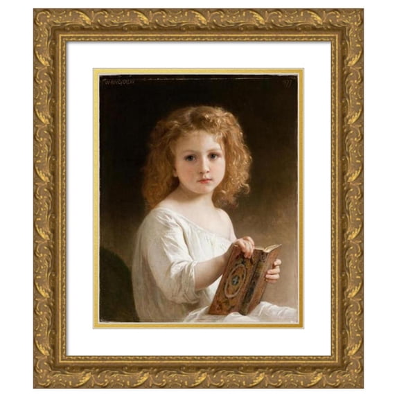 William Bouguereau 20x24 Gold Ornate Framed and Double Matted Museum Art Print Titled - The Story Book (1877)