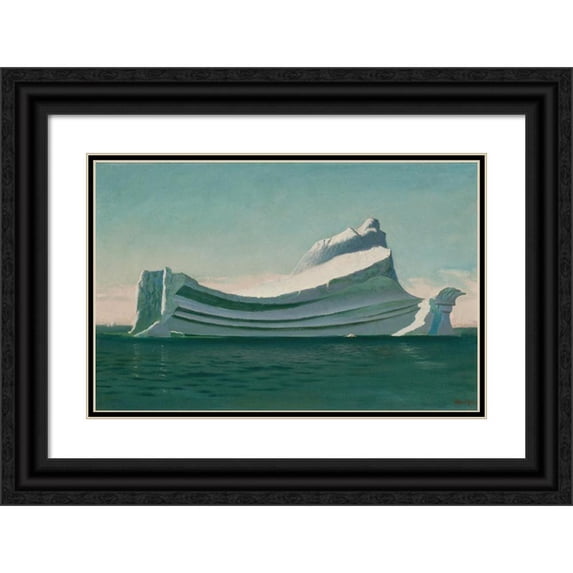 William Bradford 14x11 Black Ornate Wood Framed Double Matted Museum Art Print Titled: Iceberg (1869)