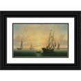 thumbnail image 1 of William Bradford 24x16 Black Ornate Framed Double Matted Museum Art Print Titled: The Schooner Jane of Bath, Maine (1857), 1 of 5