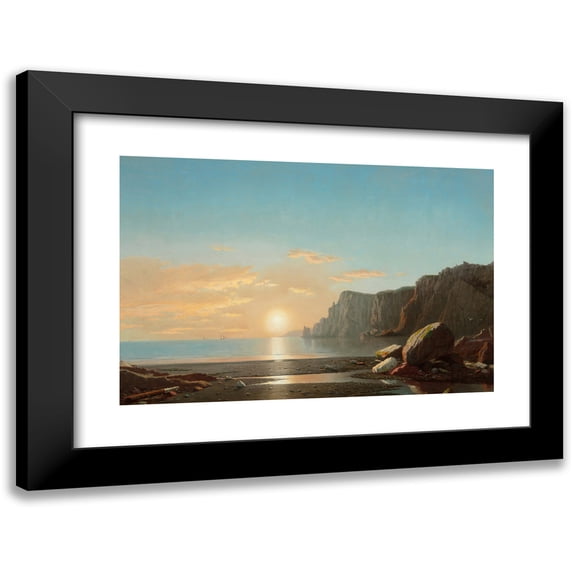 William Bradford 24x17 Black Modern Framed Museum Art Print Titled - View of Northern Head at Sunrise in the Bay of Fundy (1862)
