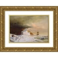 thumbnail image 1 of William Bradford 24x17 Gold Ornate Framed and Double Matted Museum Art Print Titled - An Arctic Summer- Boring Through the Pack in Melville Bay (1871), 1 of 4