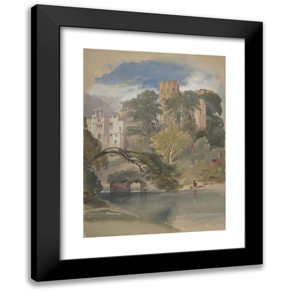 William Callow 14x18 Black Modern Framed Museum Art Print Titled - Caesar's Tower, Warwick Castle (ca. 1850)