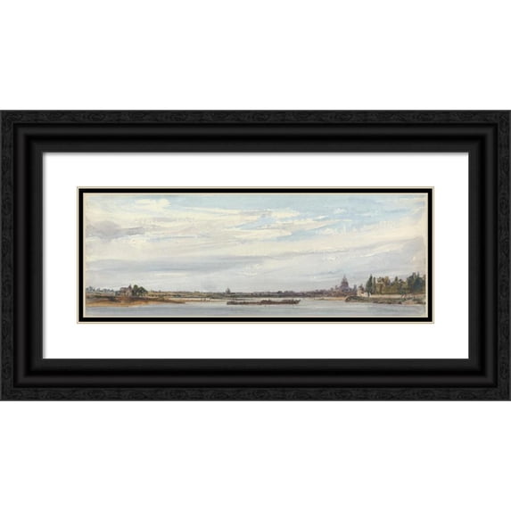 William Callow 14x8 Black Ornate Wood Framed Double Matted Museum Art Print Titled: View of Paris from Charenton (1834)