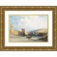 thumbnail image 1 of William Callow 18x14 Gold Ornate Wood Frame and Double Matted Museum Art Print Titled - The Entrance to the Harbor of Marseilles (1838), 1 of 4