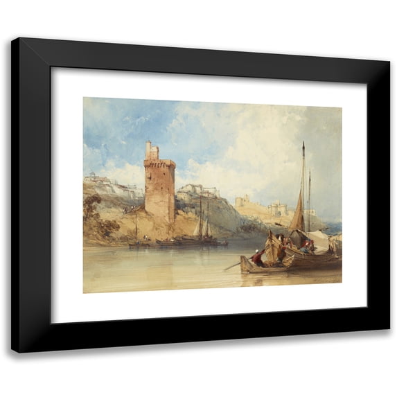 William Callow 18x15 Black Modern Framed Museum Art Print Titled - Villeneuve Lez Avignon (1840)
