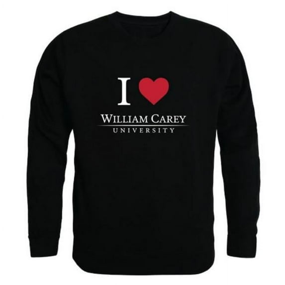 William Carey University Crusaders I Love Crewneck Sweatshirt, Black - Extra Large