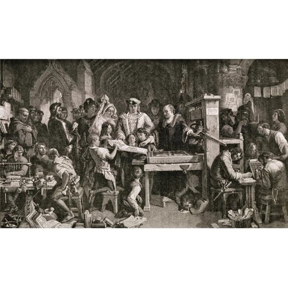 William Caxton C1415-1422 C1492 English Merchant Diplomat Writer & Printer Caxton Showing Specimens Poster Print - 38 x 22