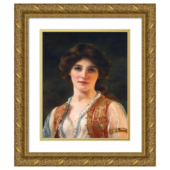 William Clarke Wontner 20x24 Gold Ornate Framed and Double Matted Museum Art Print Titled - An Eastern Beauty