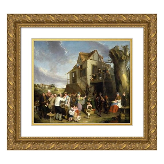 William Collins 17x15 Gold Ornate Wood Frame and Double Matted Museum Art Print Titled - May Day