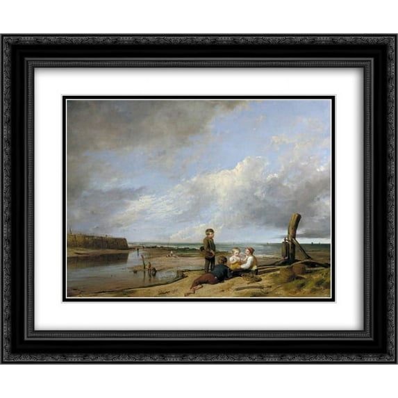 William Collins 2x Matted 24x20 Black Ornate Framed Art Print 'Shrimp Boys at Cromer, Norfolk '