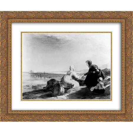 William Collins 2x Matted 24x20 Gold Ornate Framed Art Print 'Fisherwomen on the Coast near Boulogne '