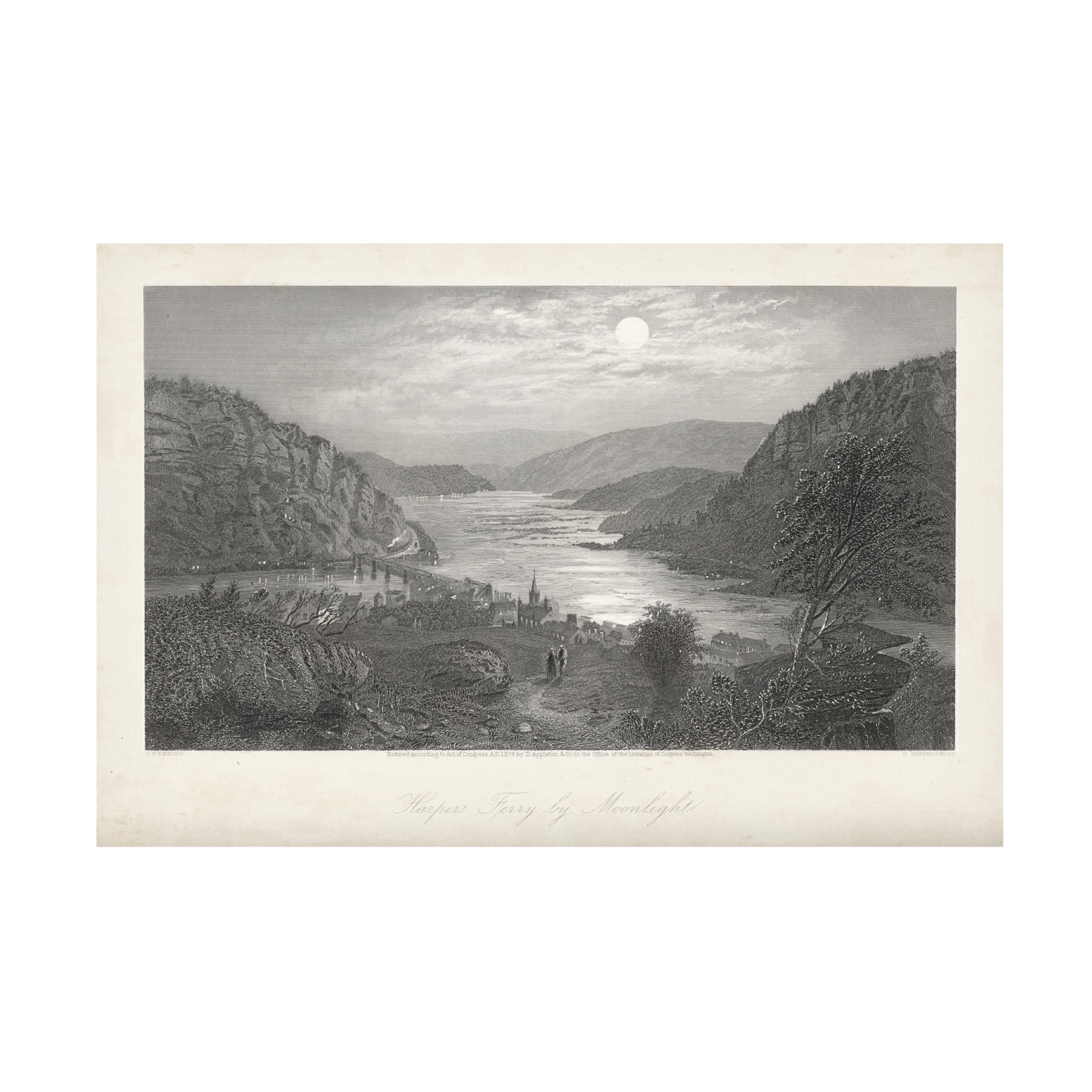 William Cullen Bryant 'Harpers Ferry By Moonlight' Canvas Art