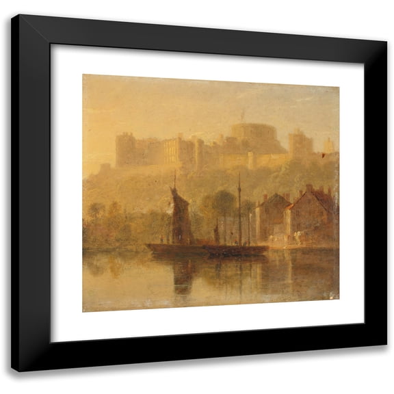 William Daniell 13x12 Black Modern Framed Museum Art Print Titled - Windsor Castle from the Thames
