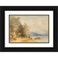 thumbnail image 1 of William Evans 24x18 Black Ornate Framed Double Matted Museum Art Print Titled: The Ferryman (1840), 1 of 5