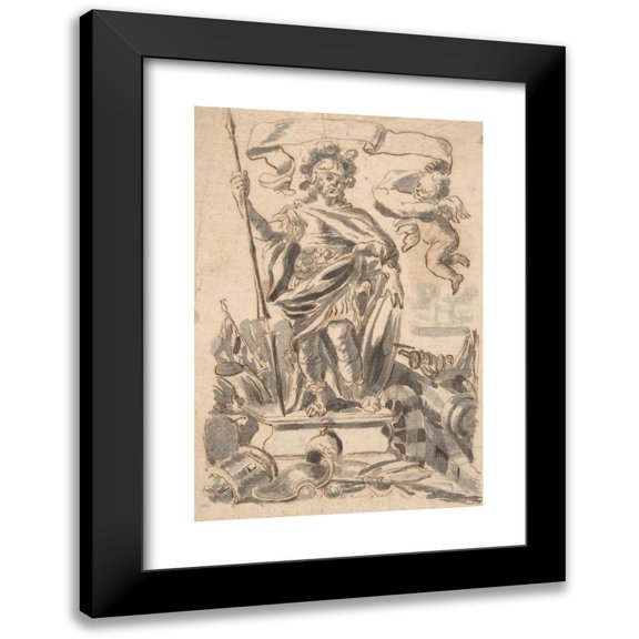 William Faithorne the Elder 11x14 Black Modern Framed Museum Art Print Titled - Design for a Book Illustration (17th Century)