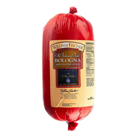 William Fischer Jumbo Whole Pork and Beef Deli Bologna, Gluten-Free, 2.25 lbs