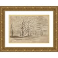 thumbnail image 1 of William Fowler Hopson 18x14 Gold Ornate Wood Frame and Double Matted Museum Art Print Titled - College&nbsp;Woods (ca.&nbsp;1900), 1 of 4