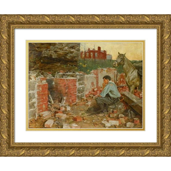 William Gilbert Gaul 18x15 Gold Ornate Wood Frame and Double Matted Museum Art Print Titled - Return Home (1907-1909)