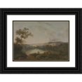thumbnail image 1 of William Groombridge 24x18 Black Ornate Framed Double Matted Museum Art Print Titled: A View of a Lake with Fishermen, 1 of 5