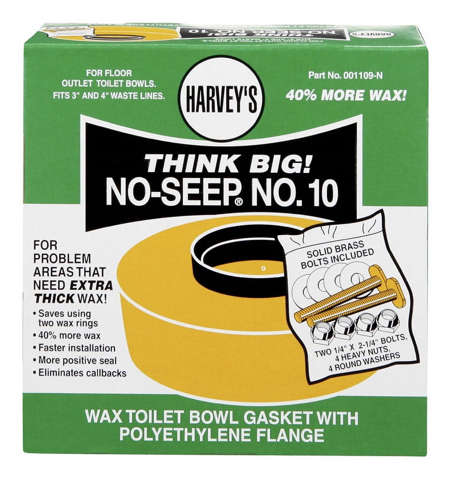 Harvey's Extra Thick Wax Toilet Bowl Gasket with Brass Bolts