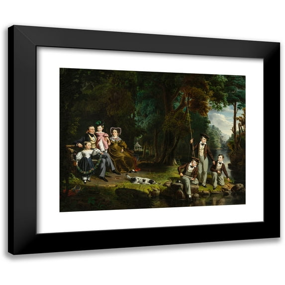 William Hamilton 14x12 Black Modern Framed Museum Art Print Titled - Alexander Masterton and His Wife and Children (1834)