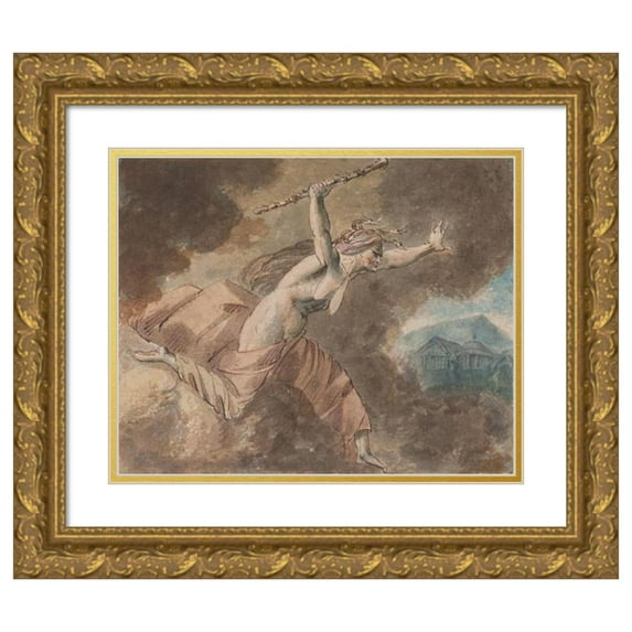 William Hamilton 14x12 Gold Ornate Wood Frame and Double Matted Museum Art Print Titled - Envy from Ovid's ‘House of Envy’ (Book II, Lines 760-796) (1770-80)