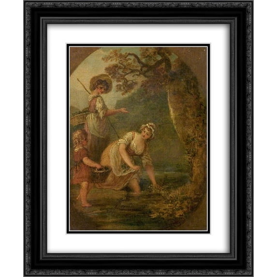 William Hamilton 2x Matted 20x24 Black Ornate Framed Art Print 'The Watercress-Gatherers'