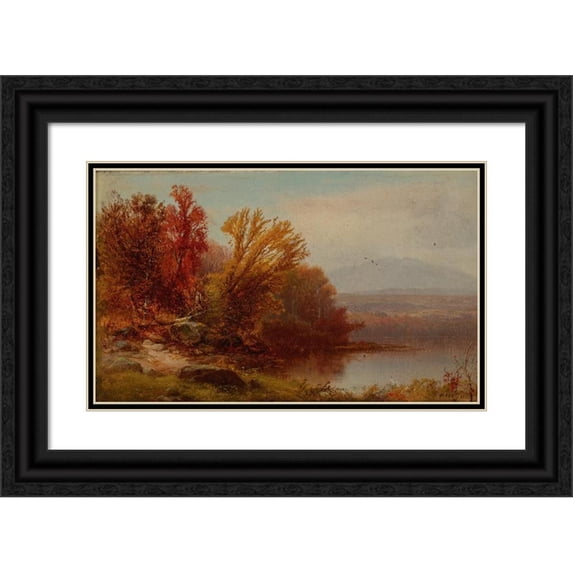 William Hart 24x16 Black Ornate Framed Double Matted Museum Art Print Titled: Autumn (1863)