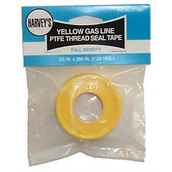 Harvey 17065 Thread Seal Tape, 260 in L, 1/2 in W, PTFE, Yellow