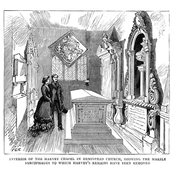 William Harvey. Nenglish Physician And Anatomist. Interior Of The Harvey Chapel At Hempstead Church Where