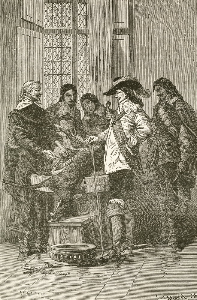 William Harvey Using A Live Deer Explains To Charles I The Circulatory System Of Blood From El Museo Popular Published Madrid 1889 Canvas Art - Ken Welsh  Design Pics (11 x 17)