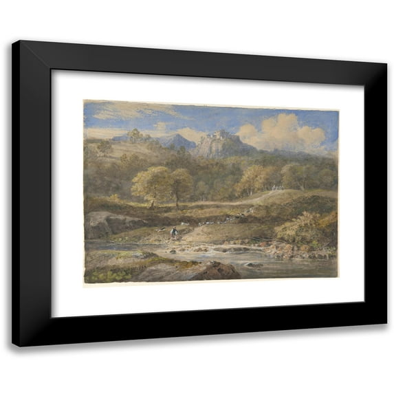 William Havell 24x19 Black Modern Framed Museum Art Print Titled - License, Near Rome; Horace's Villa (Approx. 1828-29)