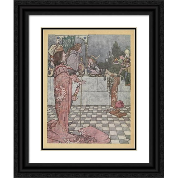 William Heath Robinson 19x24 Black Ornate Framed Double Matted Museum Art Print Titled: He Did Not Come to Woo Her, He Said, He Had Only Come to Hear the Wisdom of the Princess (19