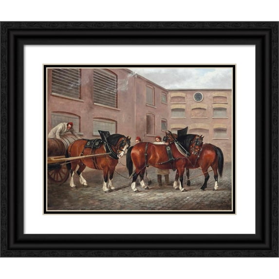 William Henry Davis 14x12 Black Ornate Wood Framed Double Matted Museum Art Print Titled: Preparing the Drey (1839)