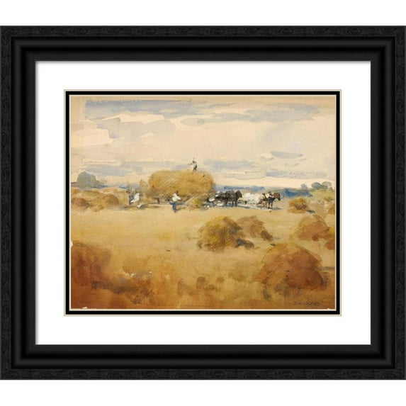William Henry Holmes 14x12 Black Ornate Wood Framed Double Matted Museum Art Print Titled: Haymaking Scene