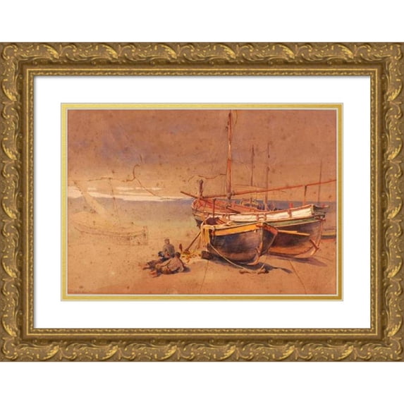 William Henry Holmes 18x14 Gold Ornate Wood Frame and Double Matted Museum Art Print Titled - Capri (1880)