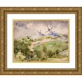 thumbnail image 1 of William Henry Holmes 18x14 Gold Ornate Wood Frame and Double Matted Museum Art Print Titled - Windmills, 1 of 4