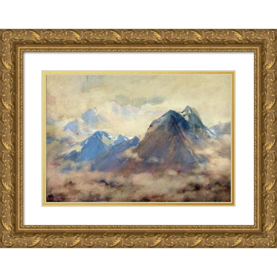 William Henry Holmes 24x18 Gold Ornate Framed and Double Matted Museum Art Print Titled - The Almighty's Own, an Impression of the High Andes (1910)