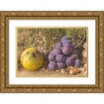 thumbnail image 1 of William Henry Hunt 14x11 Gold Ornate Wood Frame and Double Matted Museum Art Print Titled - Apple, Grapes and a Cob-Nut (ca. 1850), 1 of 4