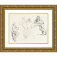 thumbnail image 1 of William Henry Hunt 18x14 Gold Ornate Wood Frame and Double Matted Museum Art Print Titled - Studies of a Male Figure, 1 of 4