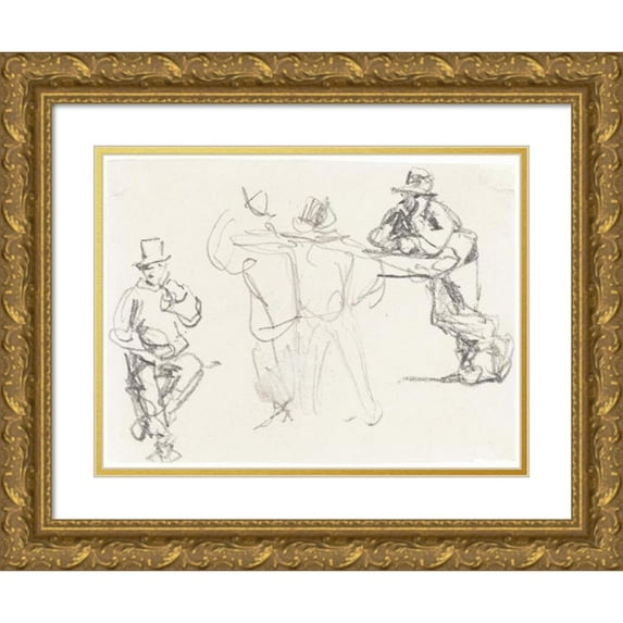 William Henry Hunt 18x14 Gold Ornate Wood Frame and Double Matted Museum Art Print Titled - Studies of a Male Figure