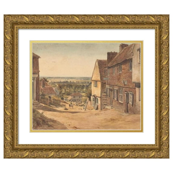 William Henry Hunt 24x20 Gold Ornate Framed and Double Matted Museum Art Print Titled - Dagnall Lane, St. Albans (ca. 1820)