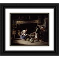 thumbnail image 1 of William Henry Lippincott 23x20 Black Ornate Framed Double Matted Museum Art Print Titled: Farm Interior; Breton Children Feeding Rabbits (1878), 1 of 5