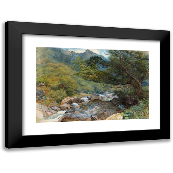 William Henry Millais 14x11 Black Modern Framed Museum Art Print Titled - On the East Lyn, North Devon (C. 1865)
