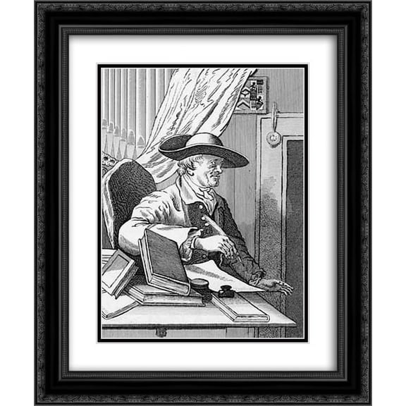 William Hogarth 2x Matted 20x24 Black Ornate Framed Art Print 'English librettist Thomas Morell'