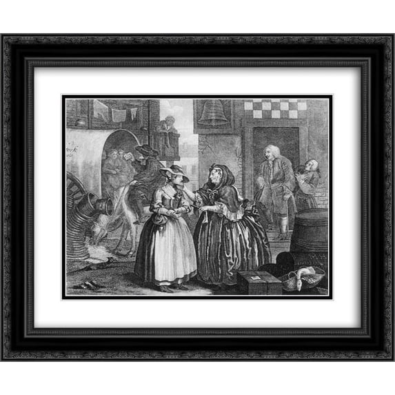 William Hogarth 2x Matted 24x20 Black Ornate Framed Art Print 'A Harlot's Progress, plate 1'